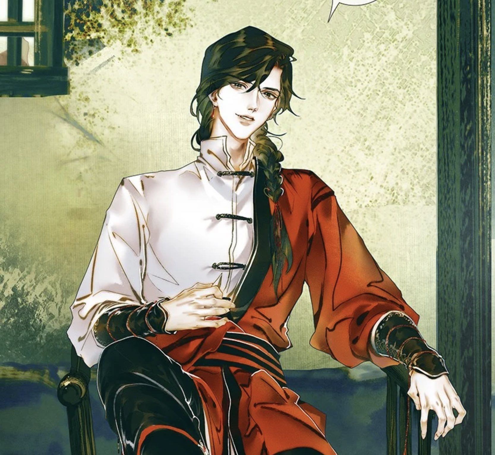 hua cheng sitting in hay